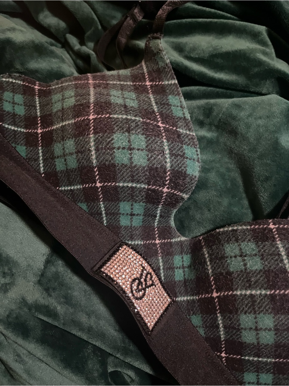 Victoria's Secret Green Plaid Wireless Bralette - Picture 2 of 3